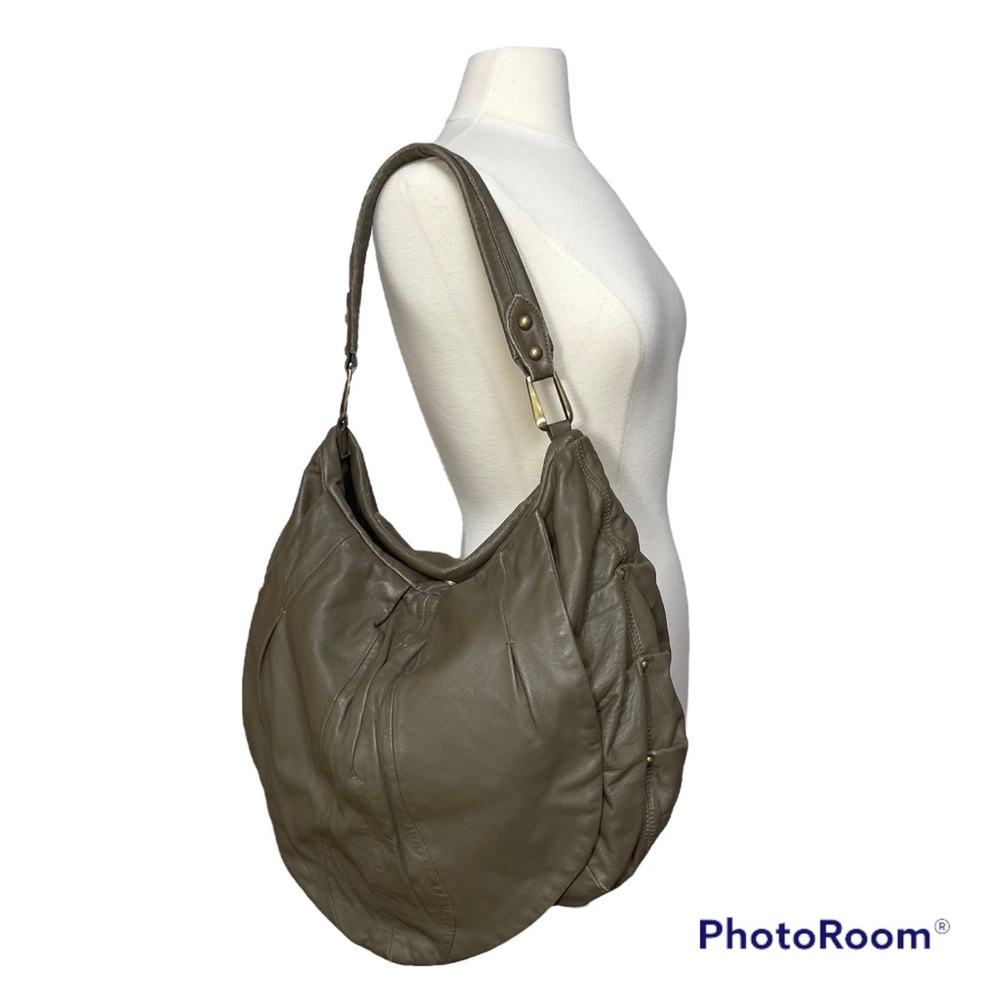 HYPE Olive Green Large Leather Boho Shoulder Bag